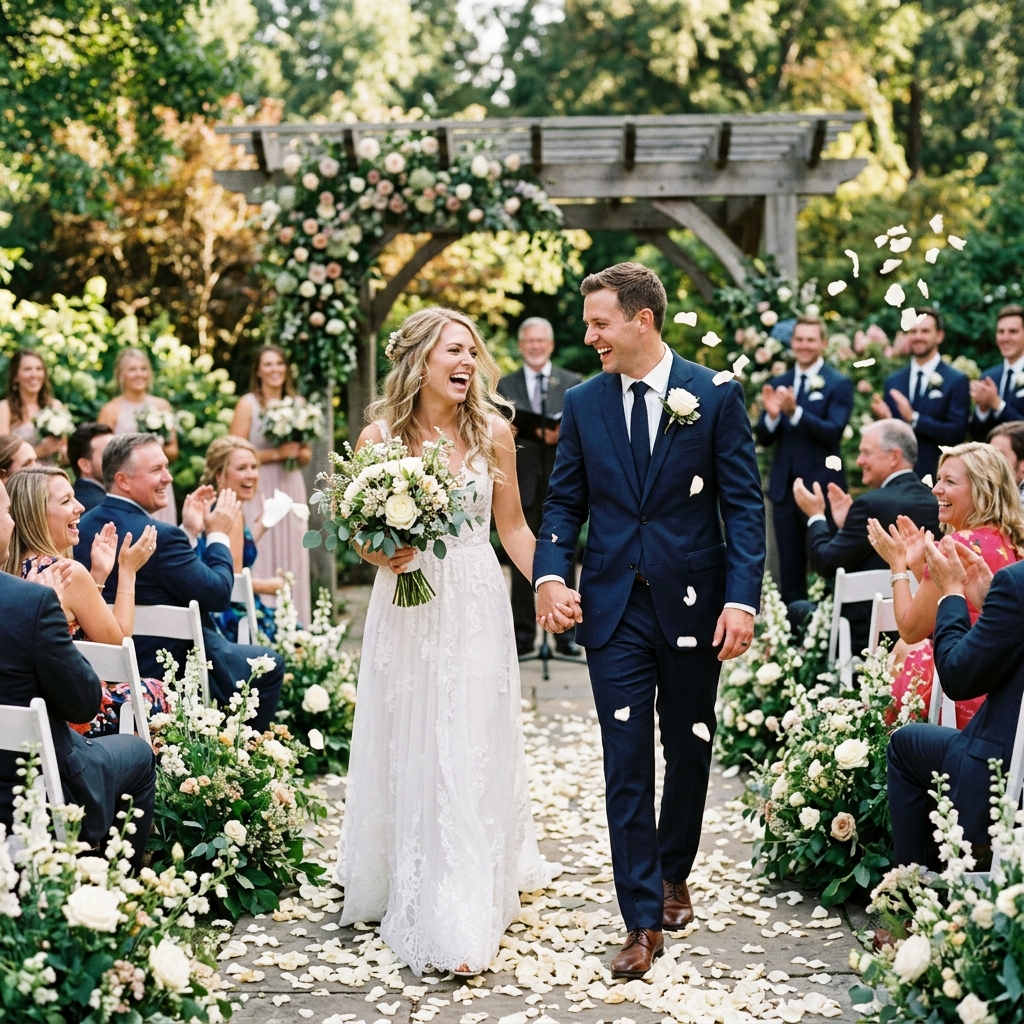 Romantic ceremony aisle shot