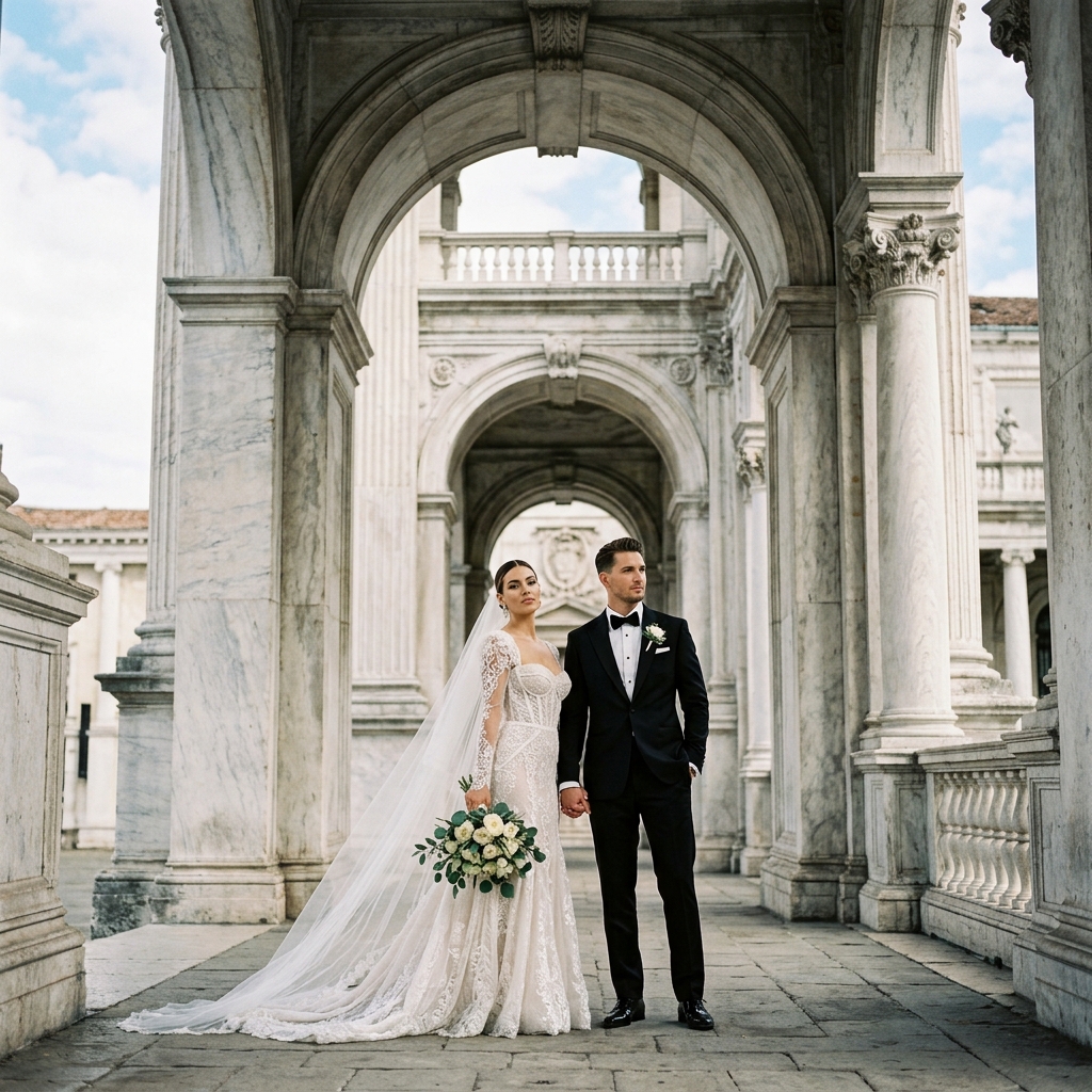 Editorial architectural couple portrait